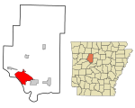 Pope County Arkansas Incorporated and Unincorporated areas Russellville Highlighted